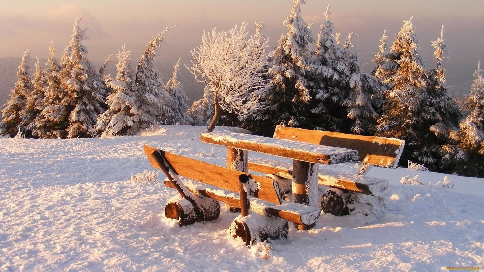 Стол на улице зимой